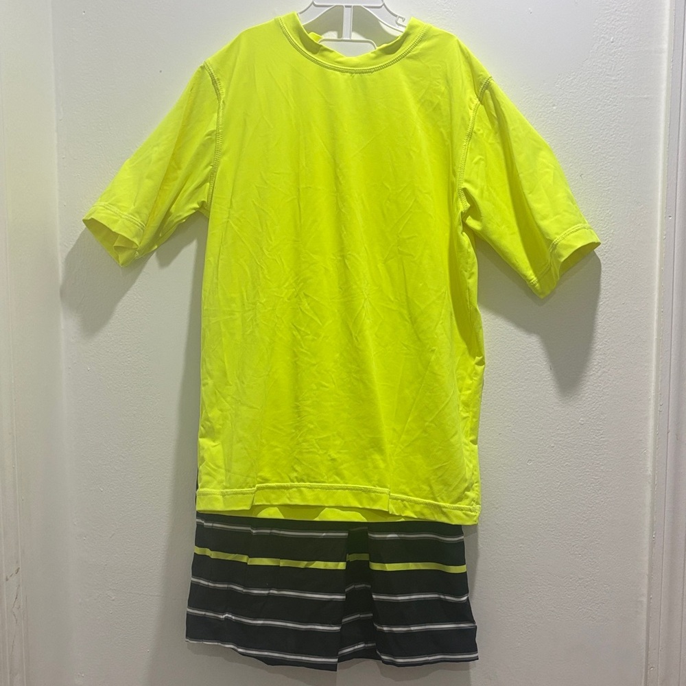 Neon Yellow Rash Guard with Bathing Suit